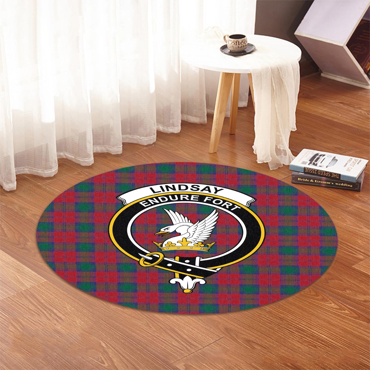 lindsay-modern-tartan-round-rug-with-family-crest