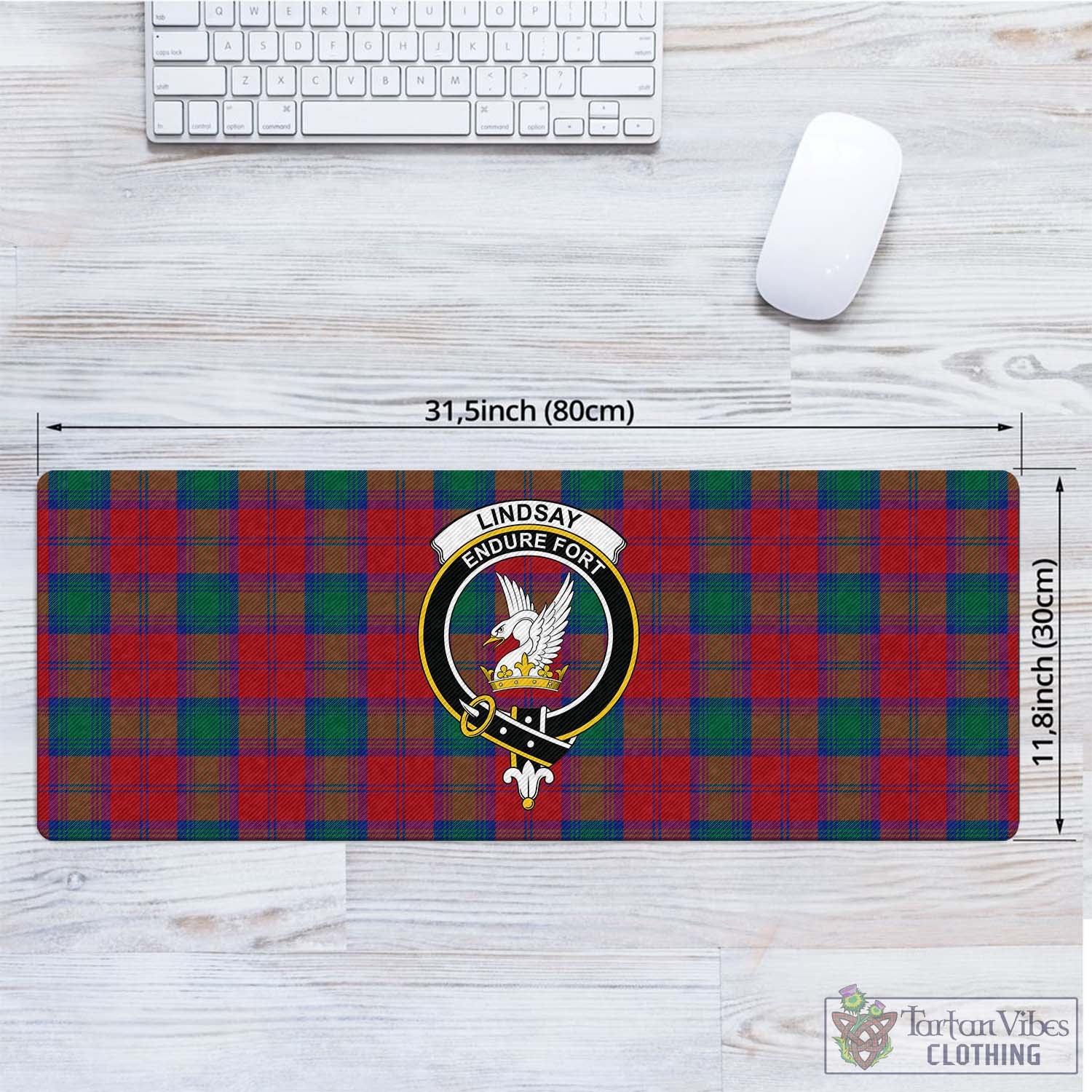 Tartan Vibes Clothing Lindsay Modern Tartan Mouse Pad with Family Crest