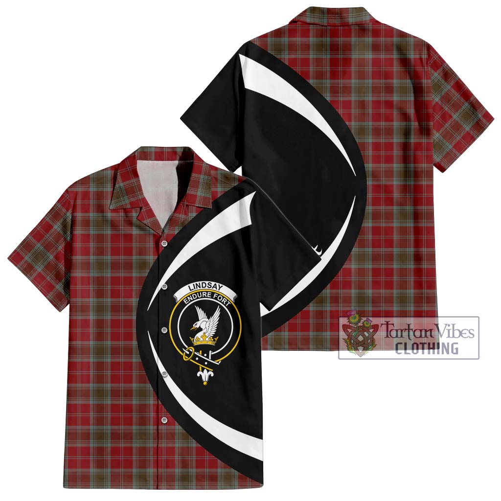 Lindsay Weathered Tartan Short Sleeve Button Up with Family Crest Circle Style Kid - Tartan Vibes Clothing