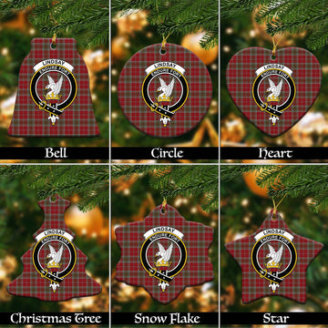 Lindsay Weathered Tartan Christmas Ceramic Ornaments with Family Crest