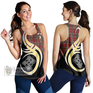 Lindsay Weathered Tartan Women's Racerback Tanks with Family Crest and Celtic Symbol Style