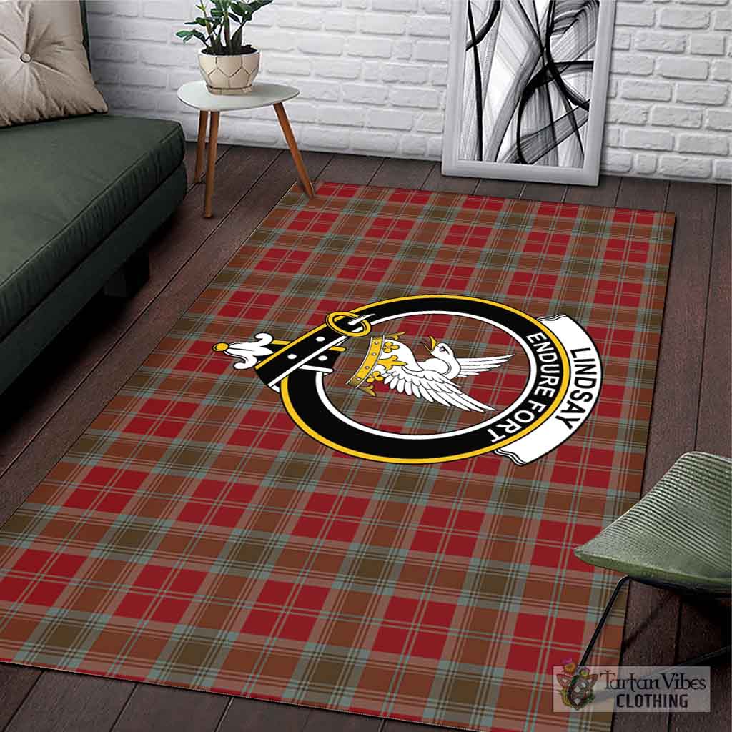 Tartan Vibes Clothing Lindsay Weathered Tartan Area Rug with Family Crest