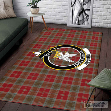 Lindsay Weathered Tartan Area Rug with Family Crest