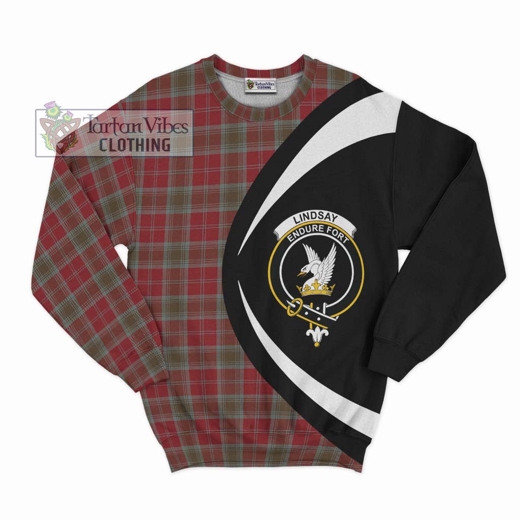 Lindsay Weathered Tartan Sweatshirt with Family Crest Circle Style Unisex - Tartan Vibes Clothing