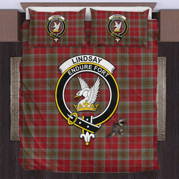 Lindsay Weathered Tartan Bedding Set with Family Crest