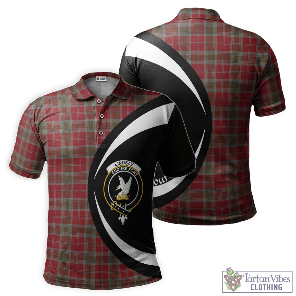 Tartan Vibes Clothing Lindsay Weathered Tartan Men's Polo Shirt with Family Crest Circle Style