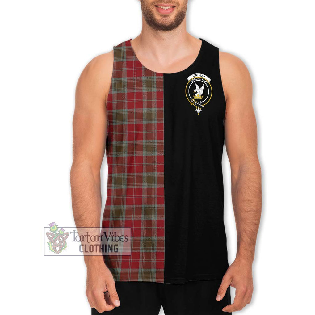 Lindsay Weathered Tartan Men's Tank Top with Family Crest and Half Of Me Style Men - Tartanvibesclothing Shop