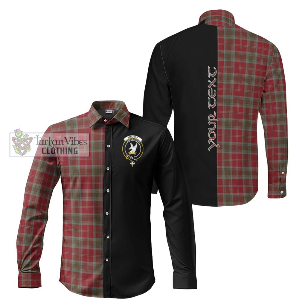 Lindsay Weathered Tartan Long Sleeve Button Shirt with Family Crest and Half Of Me Style Men's Shirt S - Tartanvibesclothing Shop