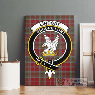 Lindsay Weathered Tartan Canvas Print Wall Art with Family Crest