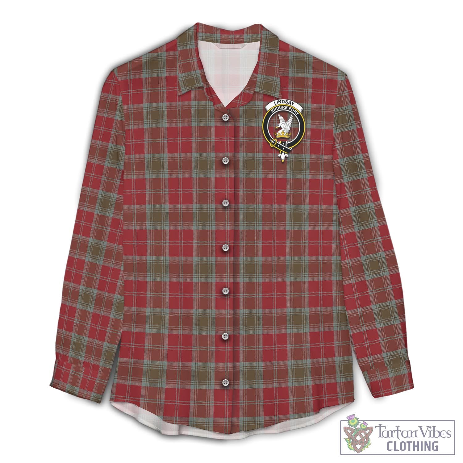 Tartan Vibes Clothing Lindsay Weathered Tartan Womens Casual Shirt with Family Crest