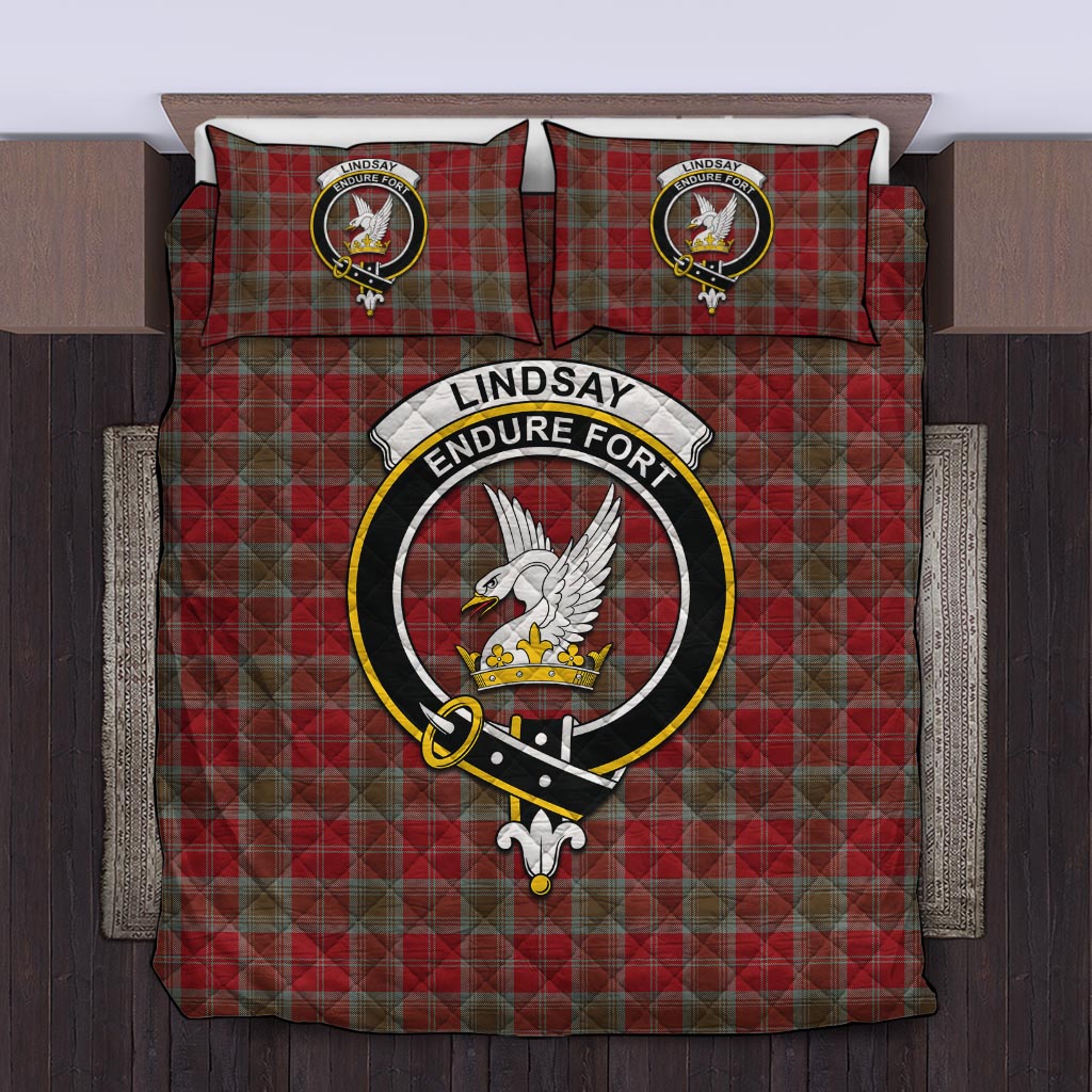 Lindsay Weathered Tartan Quilt Bed Set with Family Crest Twin - Tartan Vibes Clothing