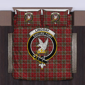 Lindsay Weathered Tartan Quilt Bed Set with Family Crest