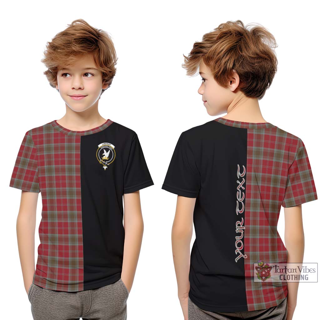 Tartan Vibes Clothing Lindsay Weathered Tartan Kid T-Shirt with Family Crest and Half Of Me Style