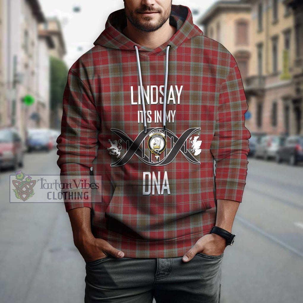 Lindsay Weathered Tartan Hoodie with Family Crest DNA In Me Style Pullover Hoodie - Tartanvibesclothing Shop