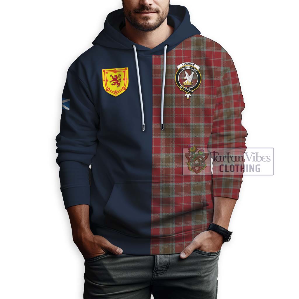 Tartan Vibes Clothing Lindsay Weathered Tartan Hoodie with Scottish Lion Royal Arm Half Style