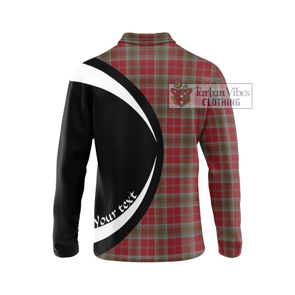 Tartan Vibes Clothing Lindsay Weathered Tartan Long Sleeve Polo Shirt with Family Crest Circle Style