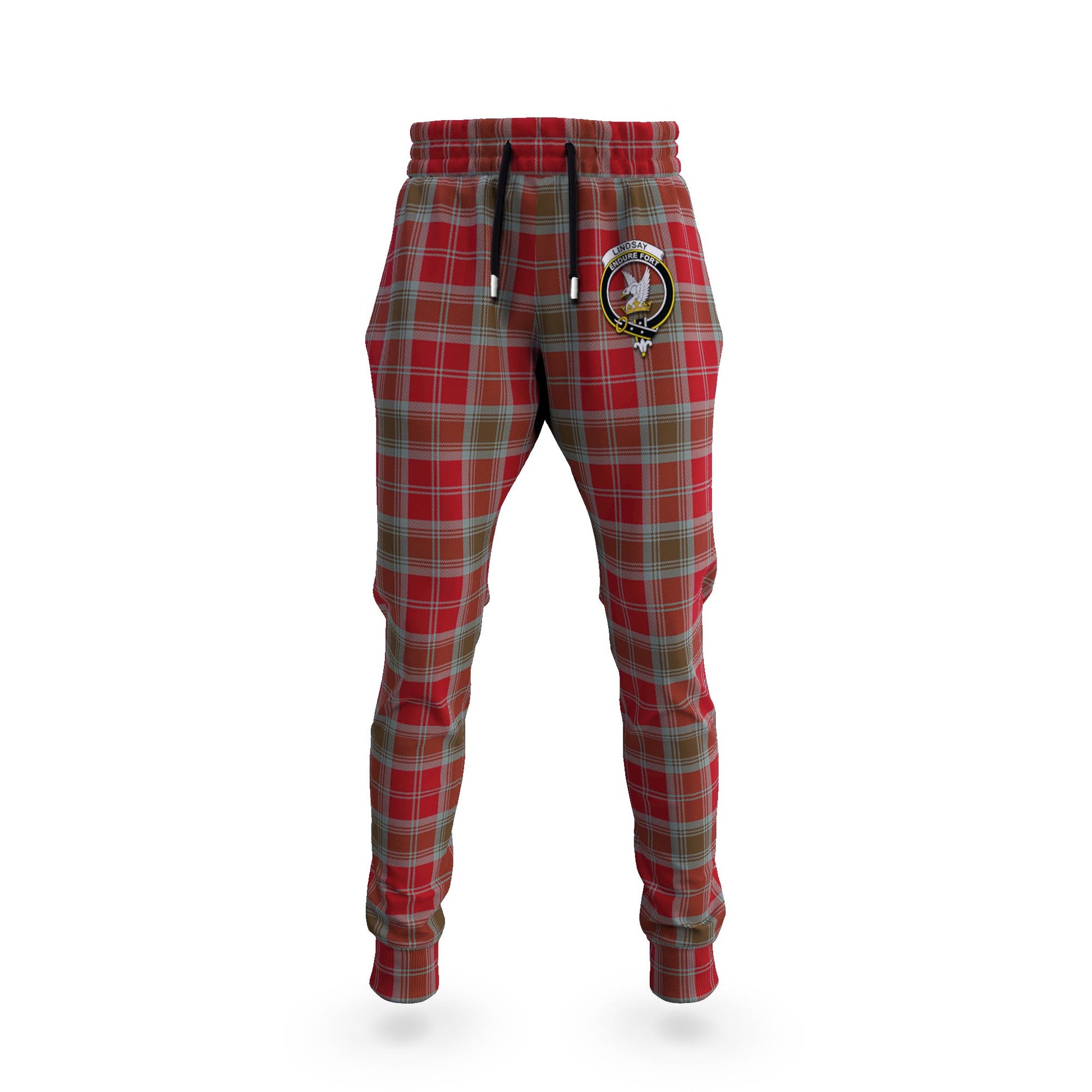 Lindsay Weathered Tartan Joggers Pants with Family Crest 5XL - Tartan Vibes Clothing