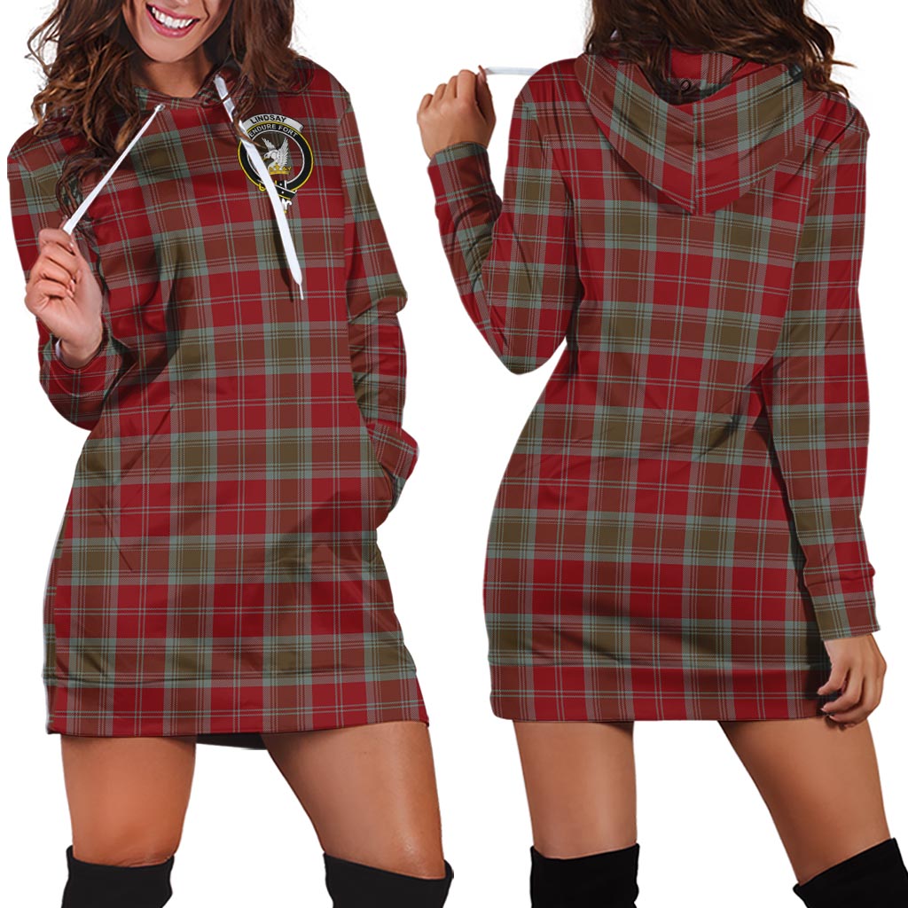 Lindsay Weathered Tartan Hoodie Dress with Family Crest - Tartan Vibes Clothing