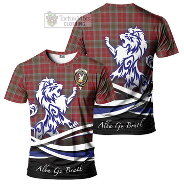 Lindsay Weathered Tartan Cotton T-shirt with Alba Gu Brath Regal Lion Emblem