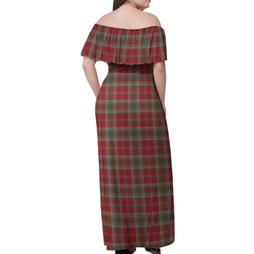 Lindsay Weathered Tartan Off Shoulder Long Dress