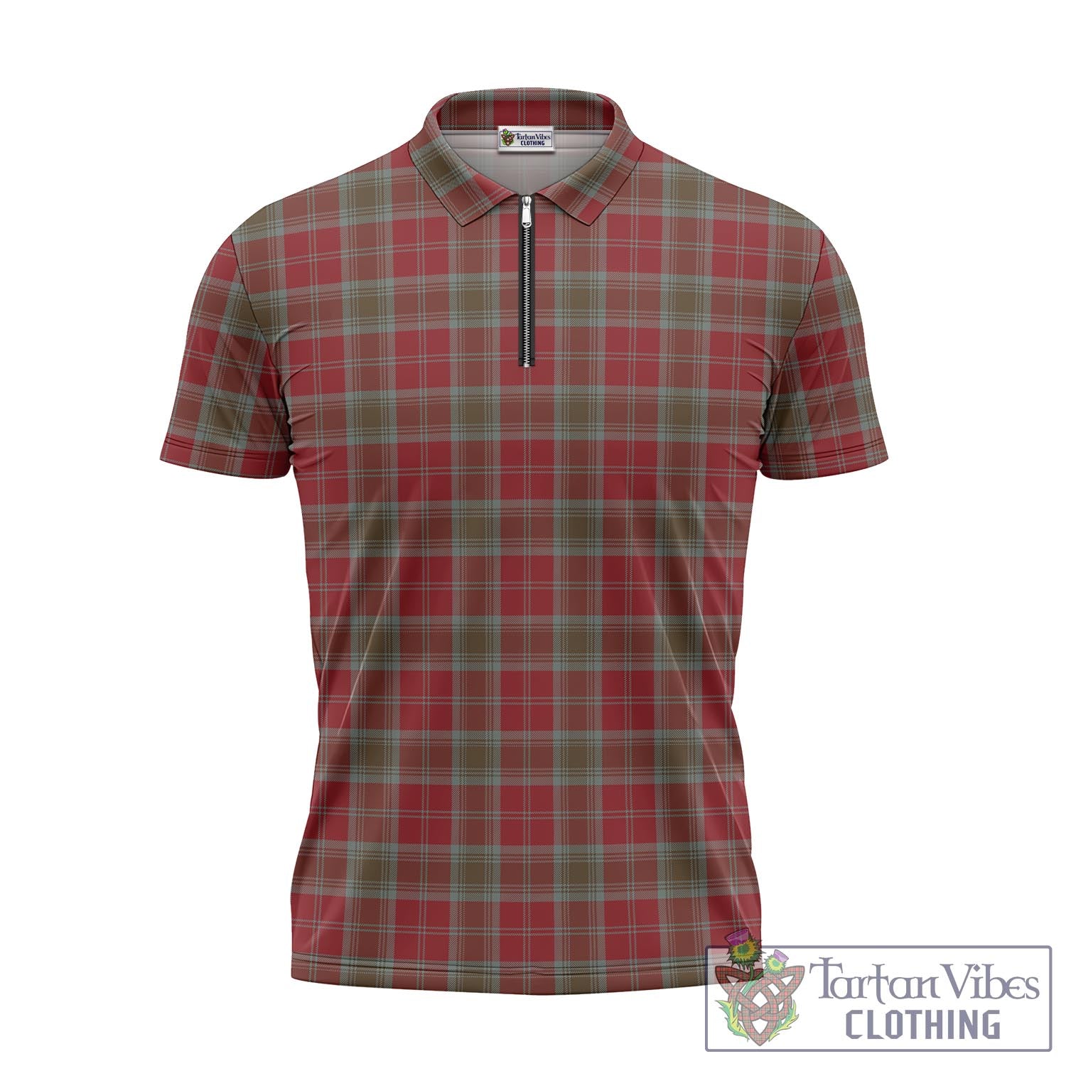 Tartan Vibes Clothing Lindsay Weathered Tartan Zipper Polo Shirt