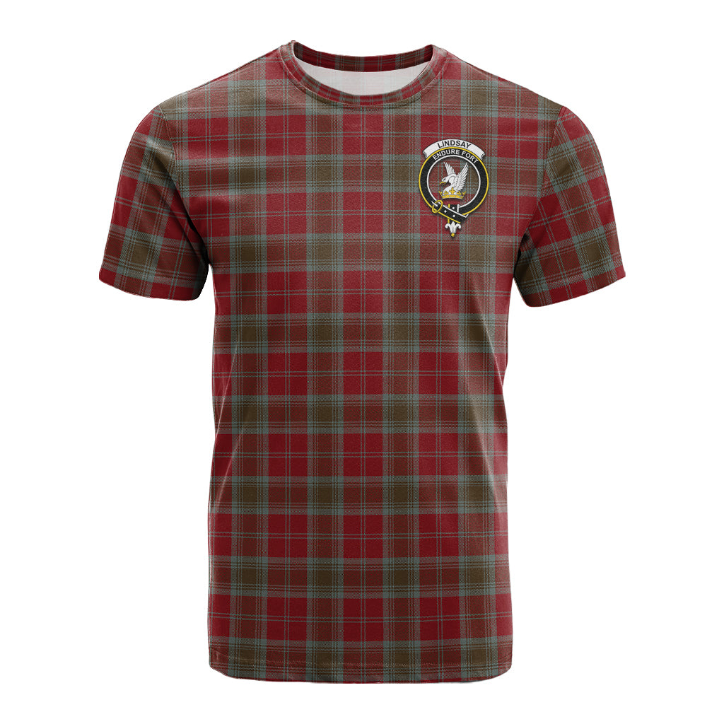 Lindsay Weathered Tartan T-Shirt with Family Crest - Tartan Vibes Clothing