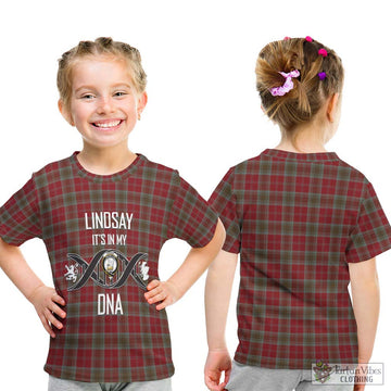 Lindsay Weathered Tartan Kid T-Shirt with Family Crest DNA In Me Style