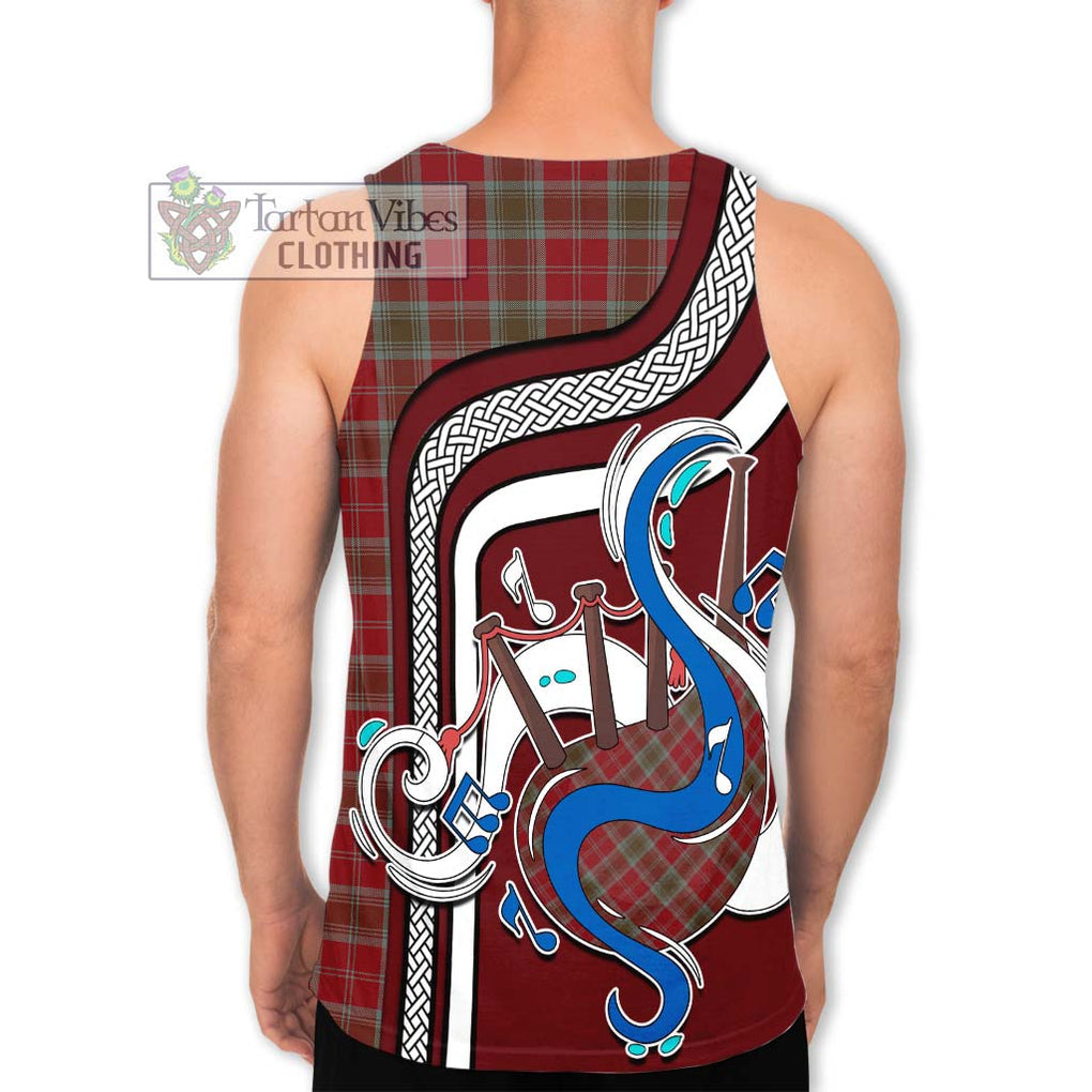 Lindsay Weathered Tartan Men's Tank Top with Epic Bagpipe Style - Tartanvibesclothing Shop