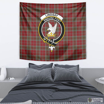 Lindsay Weathered Tartan Tapestry Wall Hanging and Home Decor for Room with Family Crest