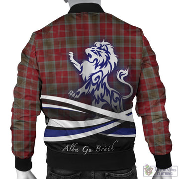 Lindsay Weathered Tartan Bomber Jacket with Alba Gu Brath Regal Lion Emblem