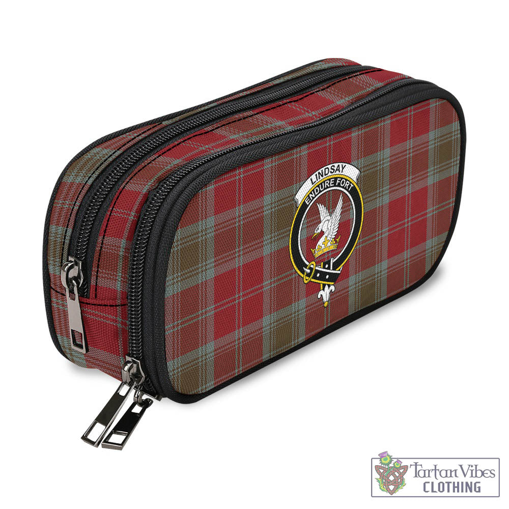 Tartan Vibes Clothing Lindsay Weathered Tartan Pen and Pencil Case with Family Crest