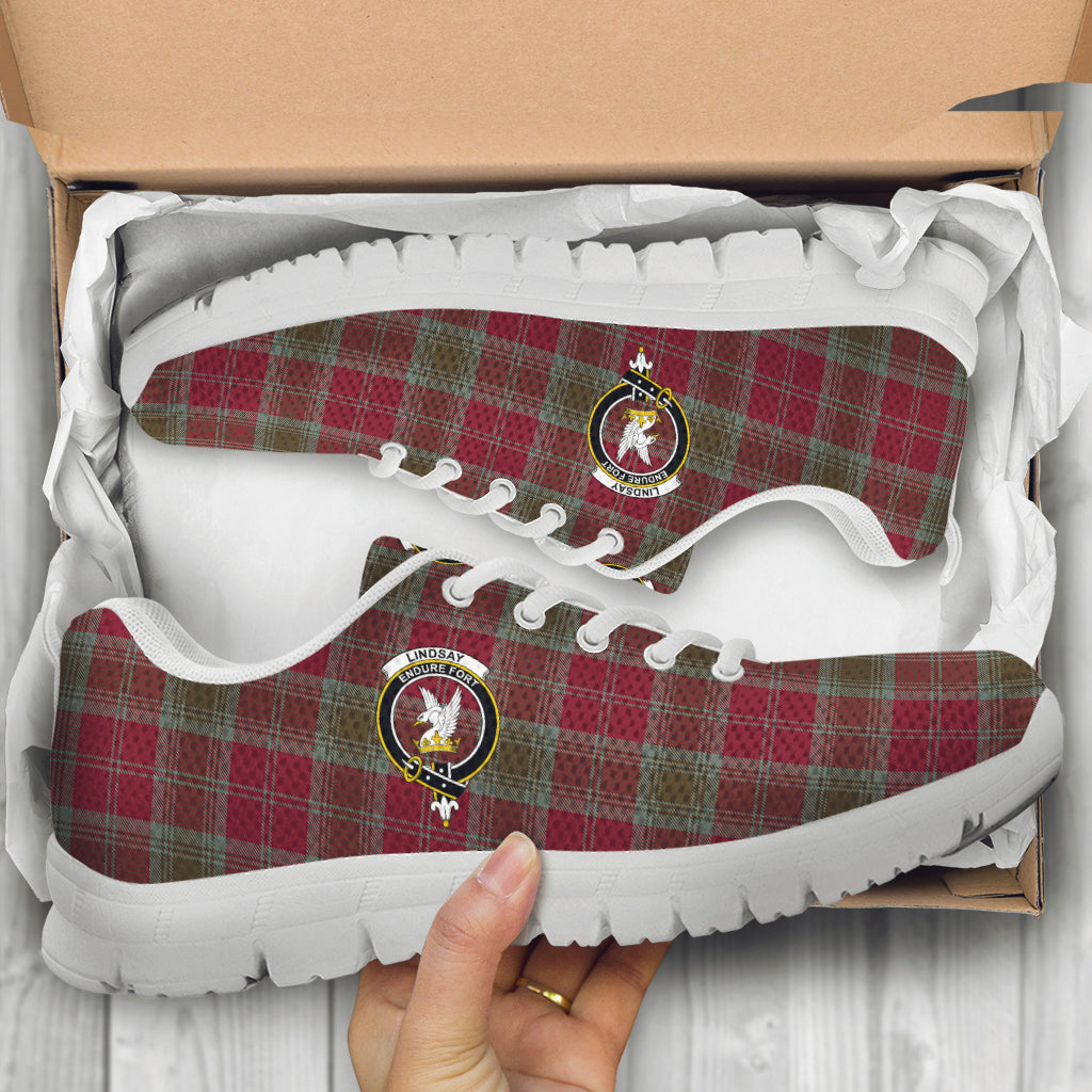 Lindsay Weathered Tartan Sneakers with Family Crest - Tartan Vibes Clothing