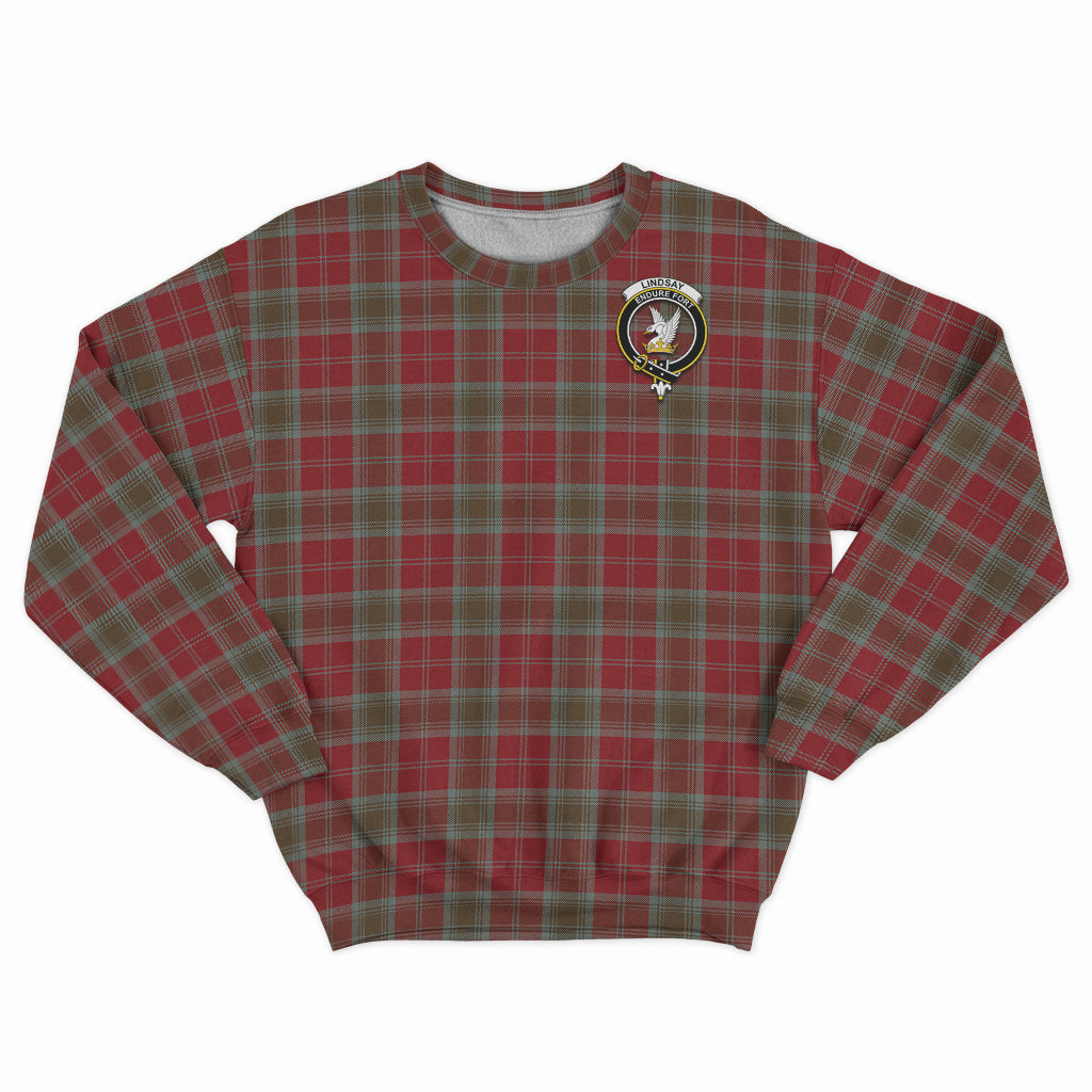 Lindsay Weathered Tartan Sweatshirt with Family Crest - Tartan Vibes Clothing