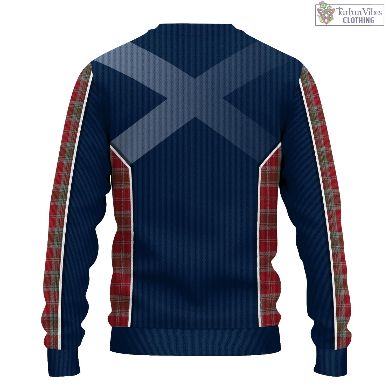 Tartan Vibes Clothing Lindsay Weathered Tartan Knitted Sweatshirt with Family Crest and Scottish Thistle Vibes Sport Style