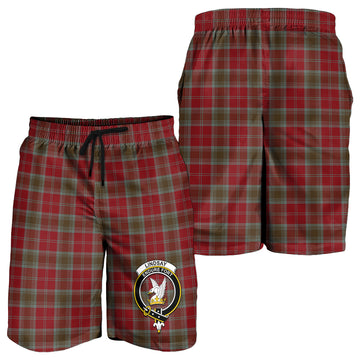 Lindsay Weathered Tartan Mens Shorts with Family Crest