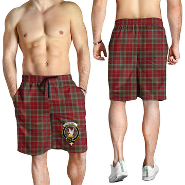 Lindsay Weathered Tartan Mens Shorts with Family Crest