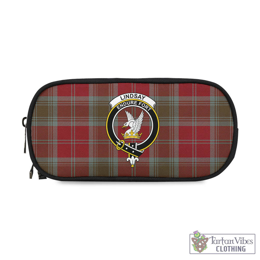 Tartan Vibes Clothing Lindsay Weathered Tartan Pen and Pencil Case with Family Crest