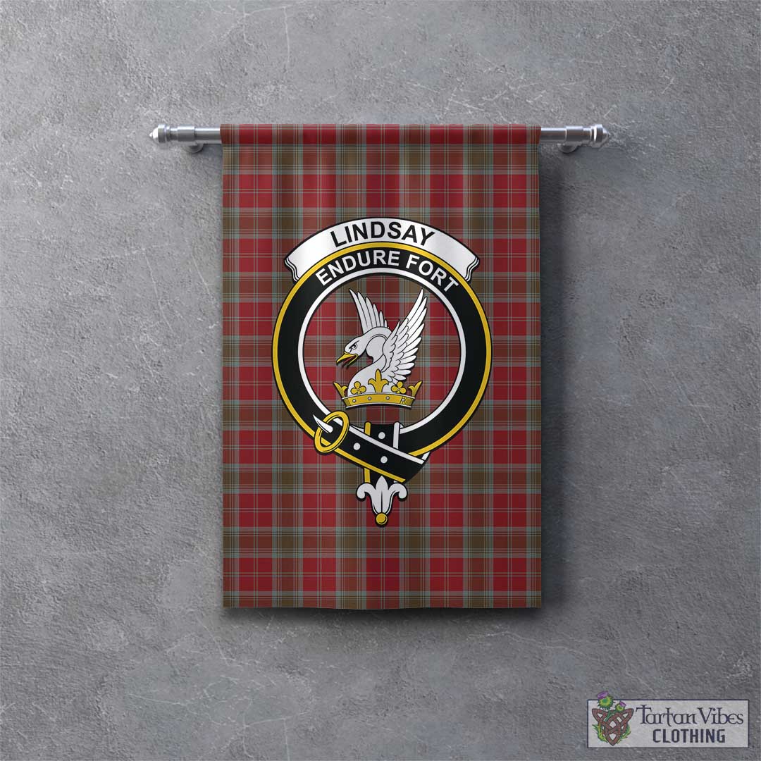 Tartan Vibes Clothing Lindsay Weathered Tartan Gonfalon, Tartan Banner with Family Crest