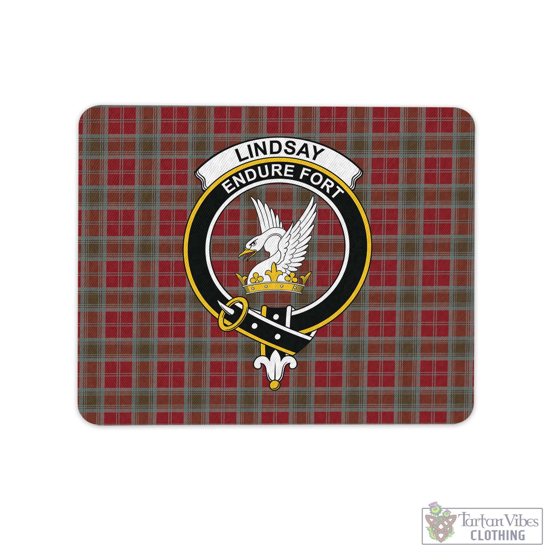 Tartan Vibes Clothing Lindsay Weathered Tartan Mouse Pad with Family Crest