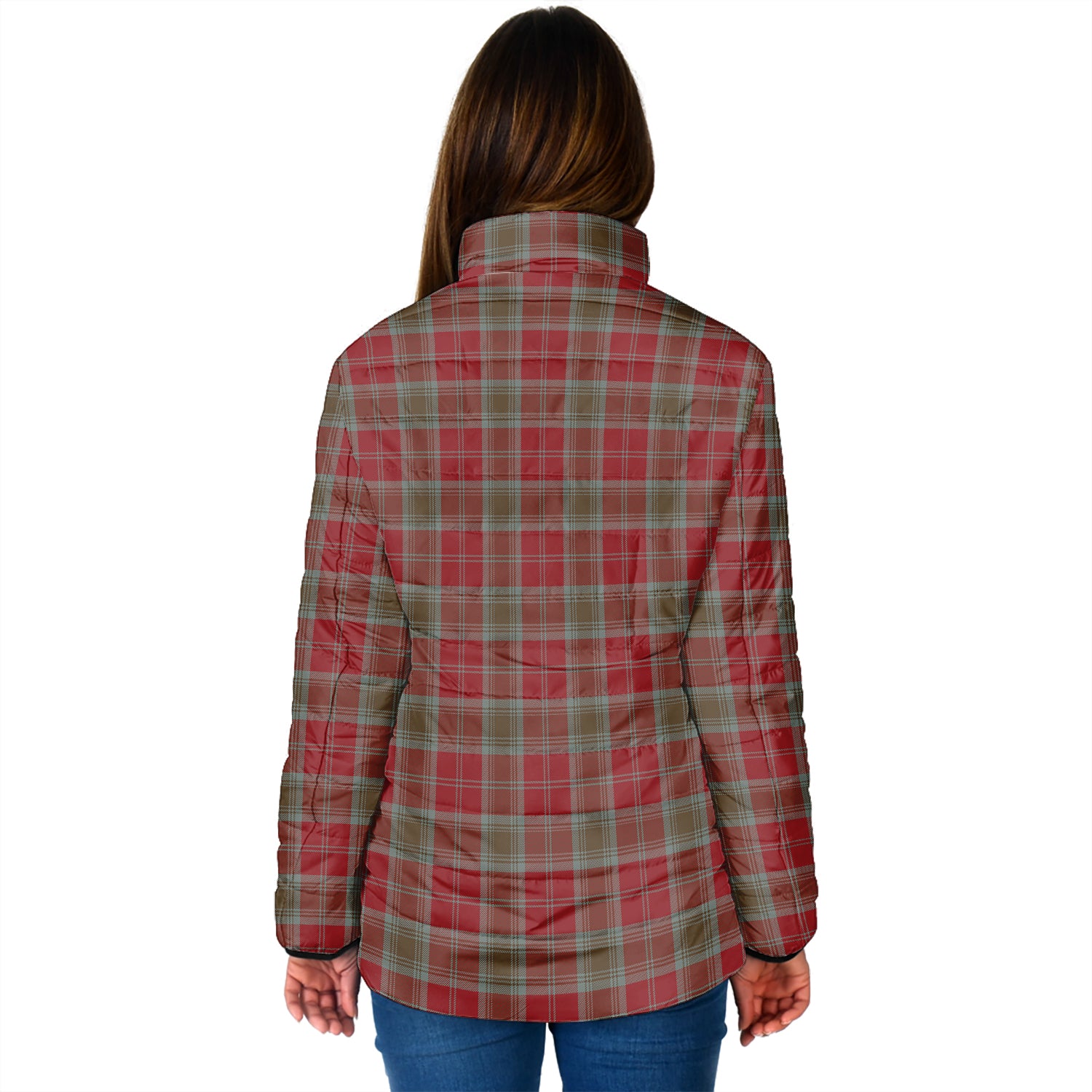 Lindsay Weathered Tartan Padded Jacket with Family Crest - Tartan Vibes Clothing