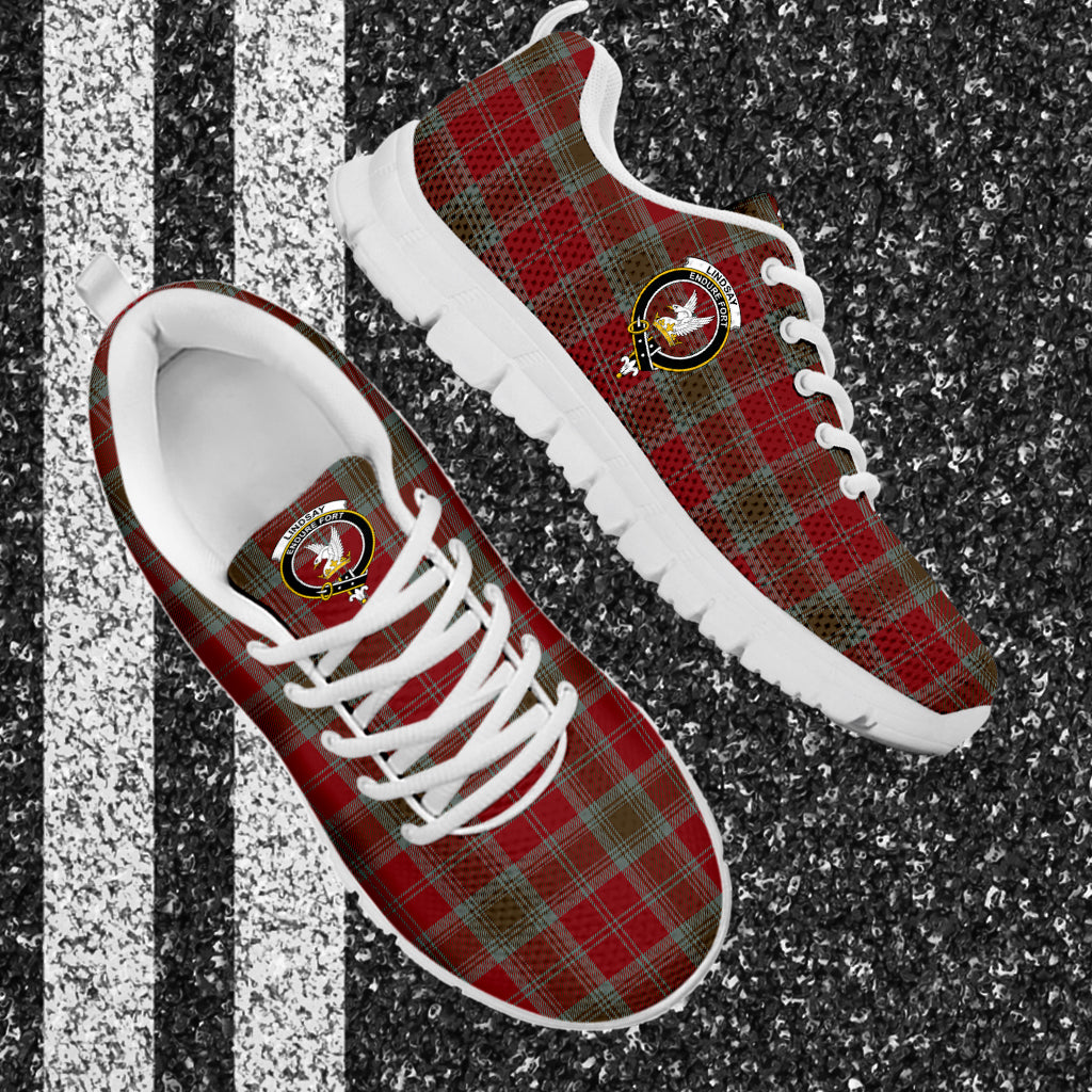 Lindsay Weathered Tartan Sneakers with Family Crest - Tartan Vibes Clothing