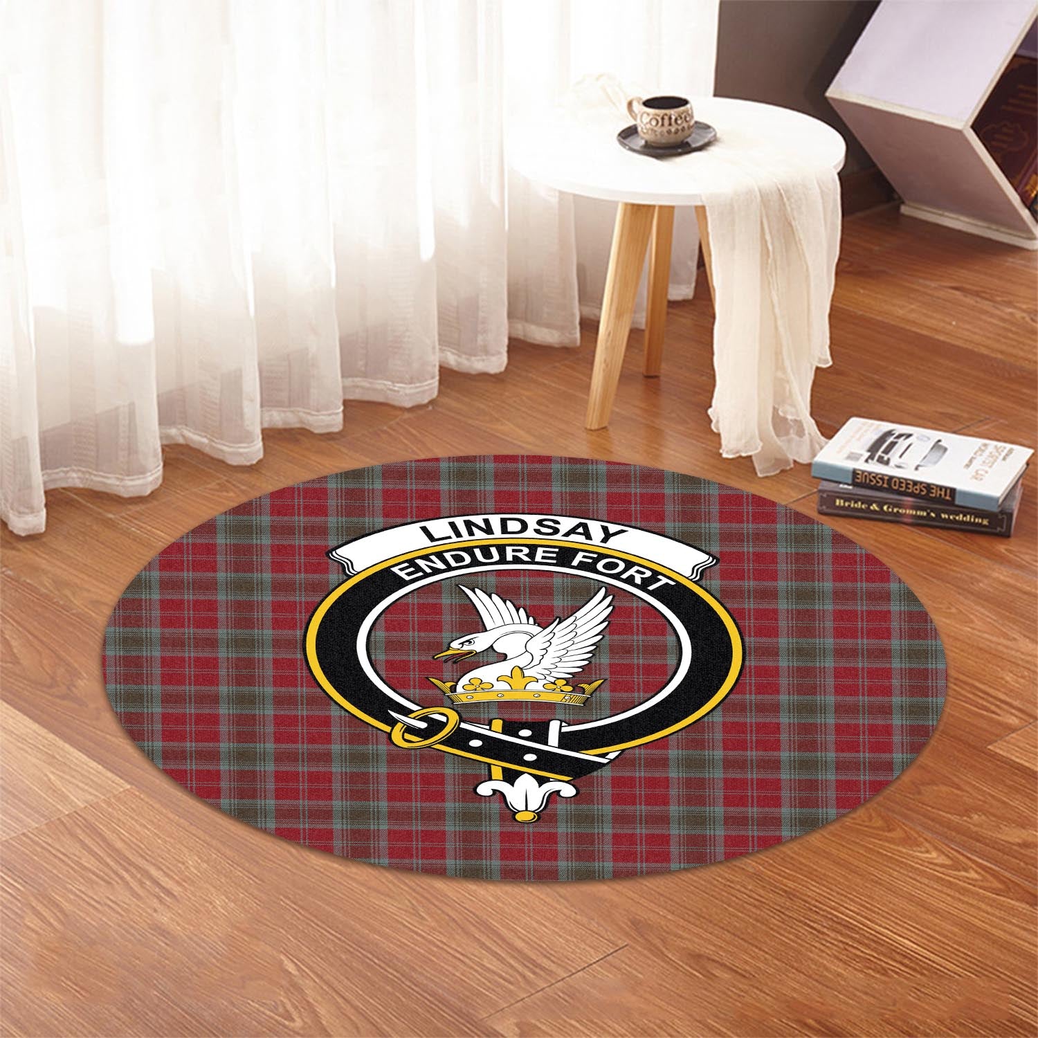 lindsay-weathered-tartan-round-rug-with-family-crest