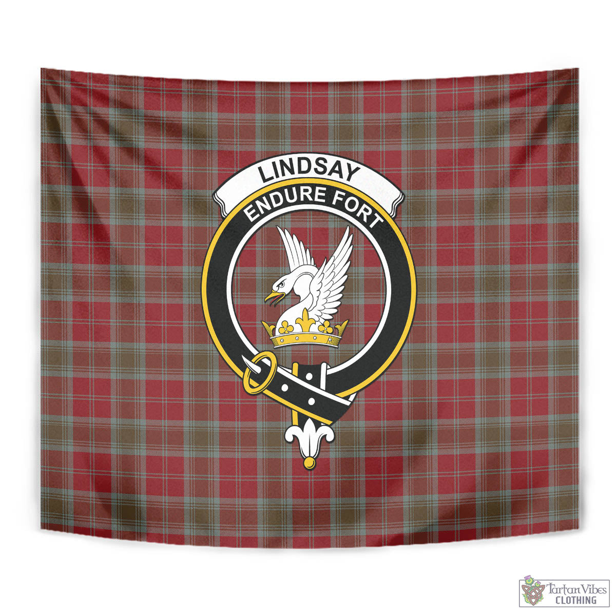 Tartan Vibes Clothing Lindsay Weathered Tartan Tapestry Wall Hanging and Home Decor for Room with Family Crest