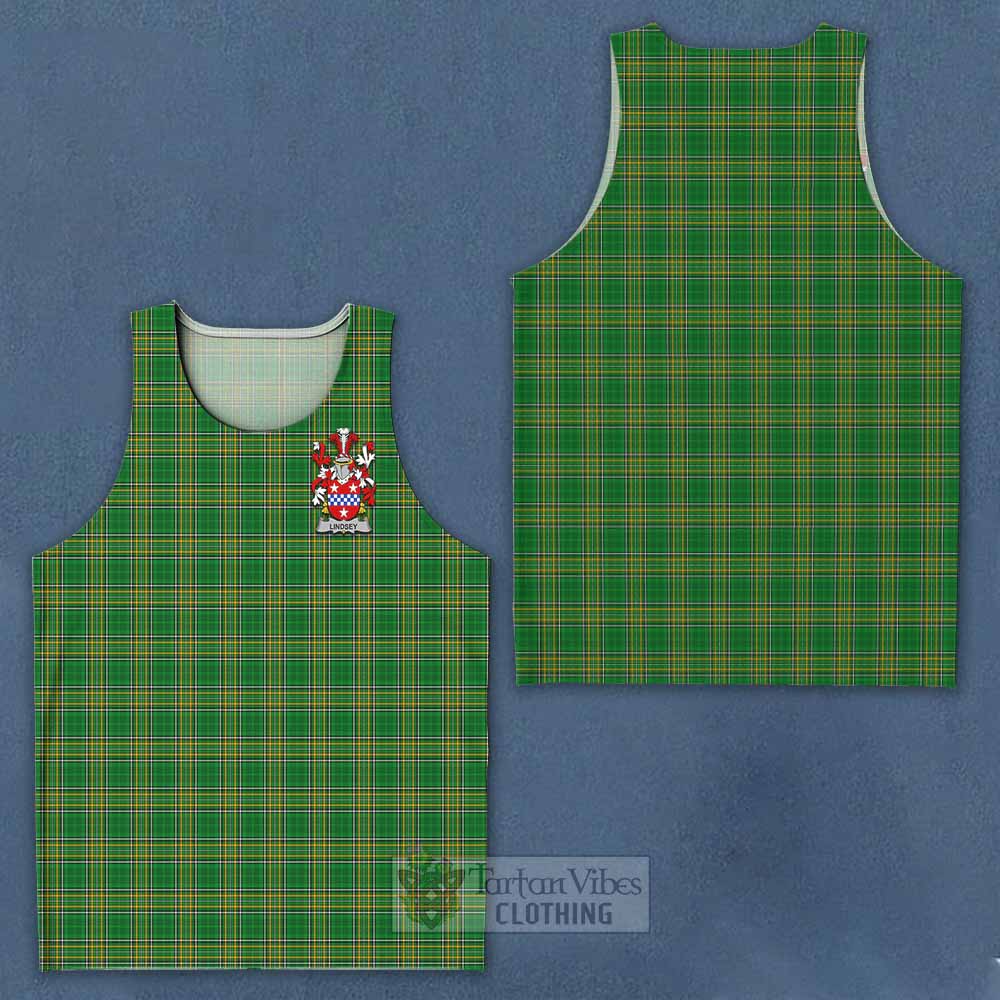 Lindsey Irish Clan Tartan Men's Tank Top with Coat of Arms - Tartan Vibes Clothing