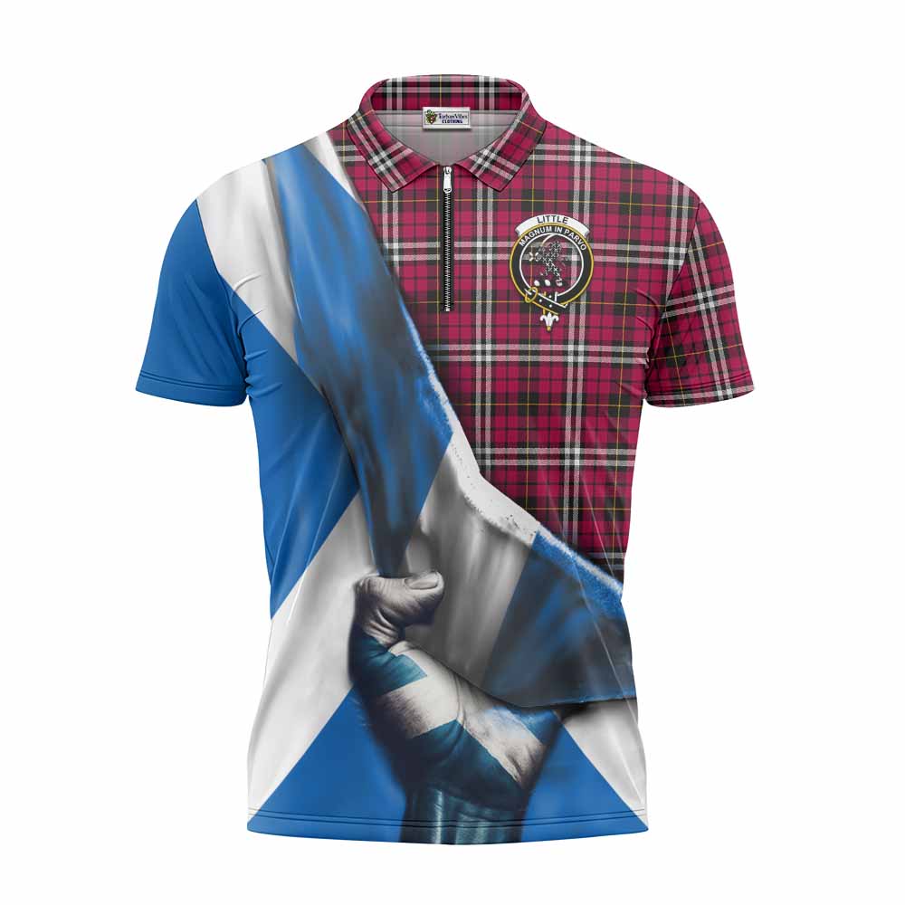 Tartan Vibes Clothing Little Tartan Zipper Polo Shirt with Family Crest Scotland Patriotic Style