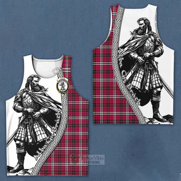 Little Tartan Clan Crest Men's Tank Top with Highlander Warrior Celtic Style