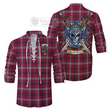 Little Tartan Ghillie Kilt Shirt with Family Crest Celtic Skull Style