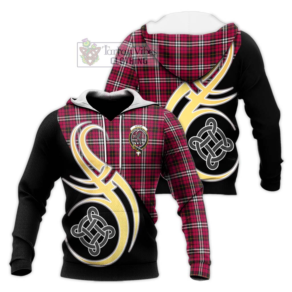 Little Tartan Knitted Hoodie with Family Crest and Celtic Symbol Style Unisex Knitted Pullover Hoodie - Tartan Vibes Clothing