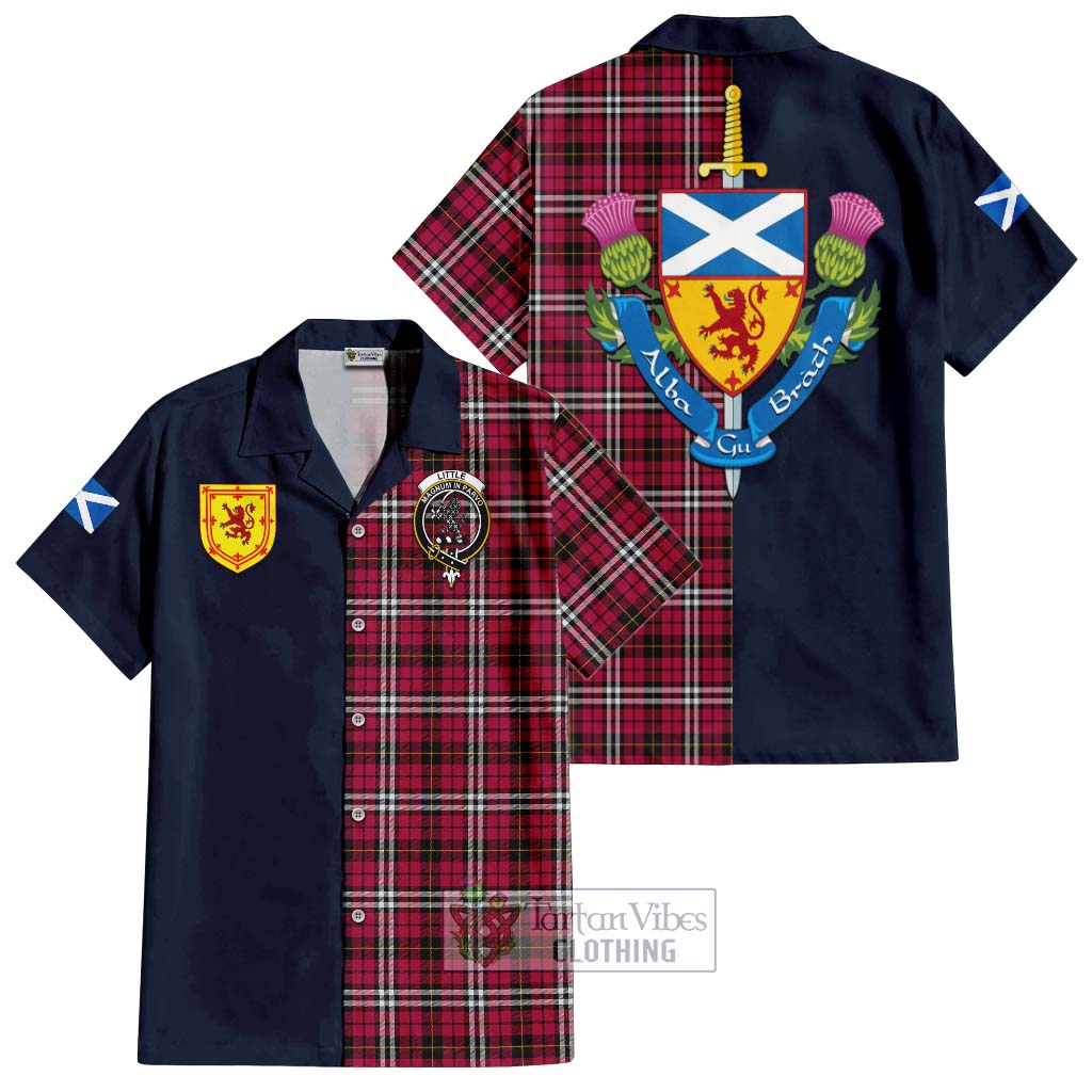 Tartan Vibes Clothing Little Tartan Short Sleeve Button Shirt with Scottish Lion Royal Arm Half Style