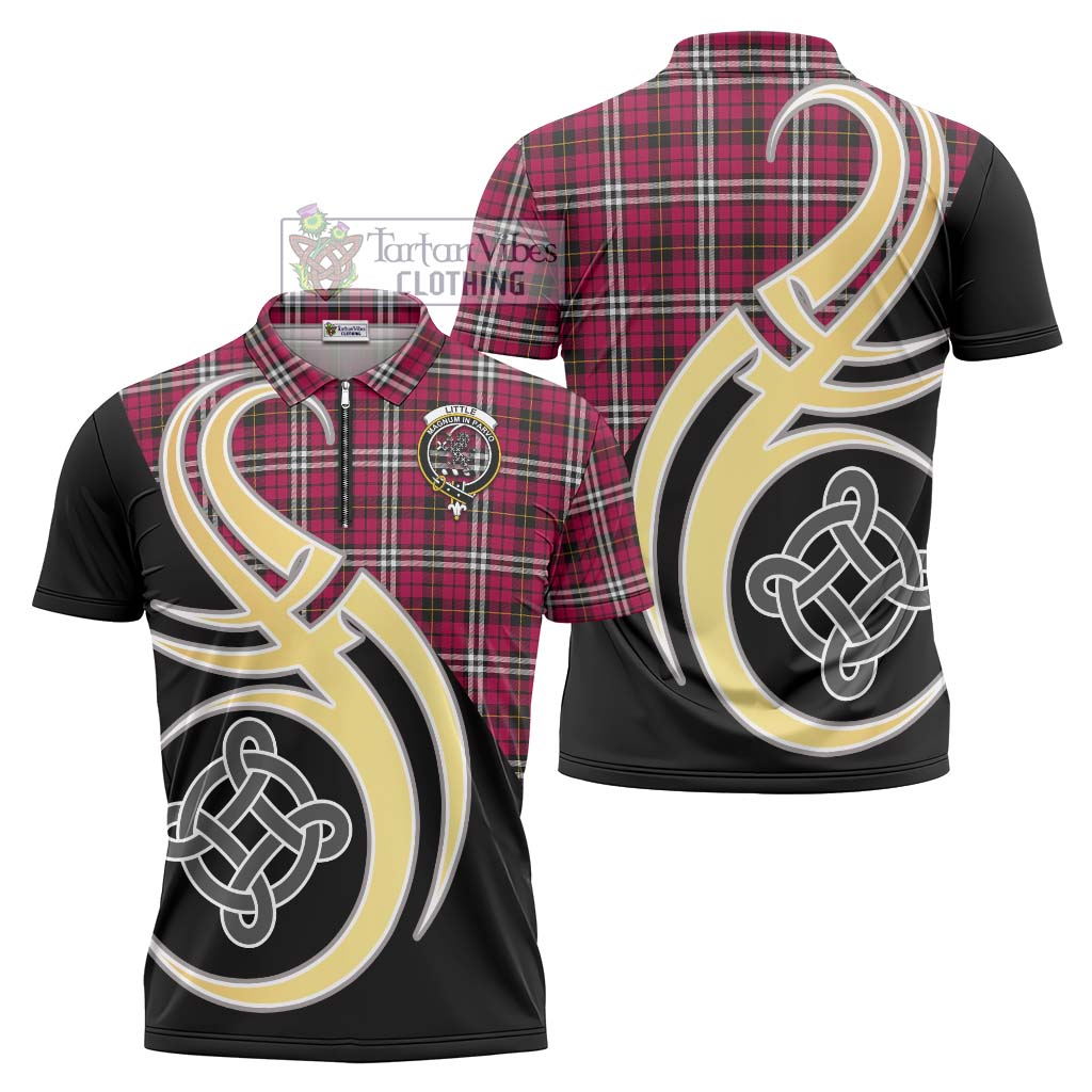 Tartan Vibes Clothing Little Tartan Zipper Polo Shirt with Family Crest and Celtic Symbol Style